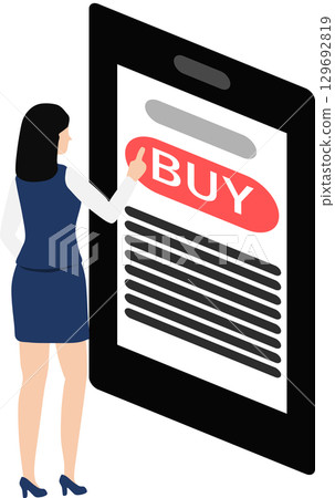 Illustration of a woman doing internet shopping Illustration of a woman doing internet shopping 129692819