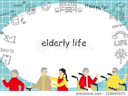 Hand-drawn illustration with elderly people 129693073