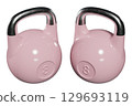 Pair of Olympic kettlebells, heavy cast iron powerlifting equipment, number 8 129693119