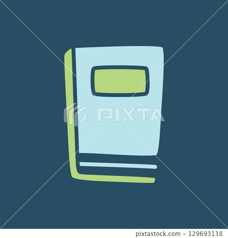 Doodle book icon hand drawn in a modern minimalistic style and colored Doodle book icon hand drawn in a modern minimalistic style and colored 129693138