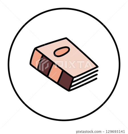 Doodle book icon hand drawn with thin line in minimalistic style and colored Doodle book icon hand drawn with thin line in minimalistic style and colored 129693141