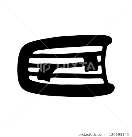 Doodle book with bookmark icon hand drawn in flat style 129693143