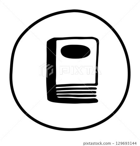 Doodle book icon hand drawn with black line in freehand style 129693144