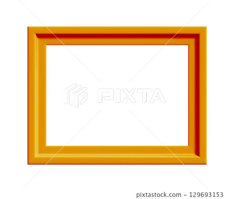Orange picture frame isolated on white background 129693153