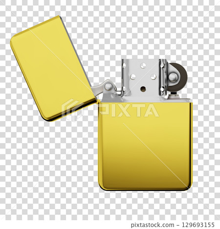Metallic luxury lighter with open cover on checkered background 129693155