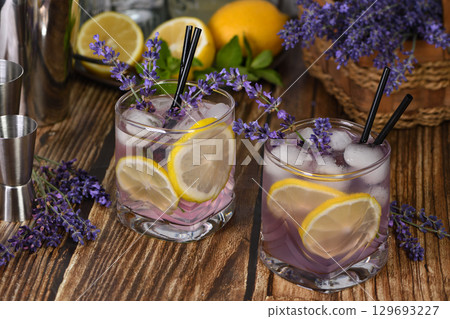Margarita cocktail with lavender flavor Margarita cocktail with lavender flavor 129693227