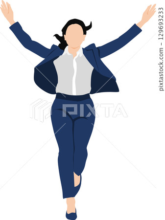 Illustration of a running businesswoman Illustration of a running businesswoman 129693233