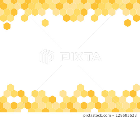Seamless horizontal border pattern with honeycomb. Cute beekeeping frame design isolated on white background. Vector illustration. 129693628