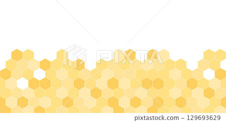 Seamless border pattern with honeycomb. Cute beekeeping frame design isolated on white background. Vector illustration. 129693629