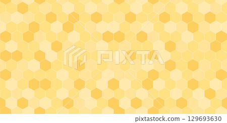 Crusted honeycomb seamless pattern. Honey combs horizontal background, vector illustration. 129693630