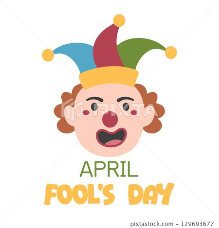April Fools' Day Colorful Text Illustration 129693677