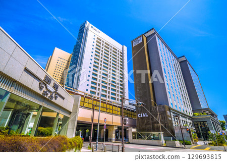 Yokohama cityscape in Japan, Sakuragicho Station South ticket gate (west exit) side. Hotel Mets and Fuji Soft are visible from Sakuragicho 2-chome 129693815