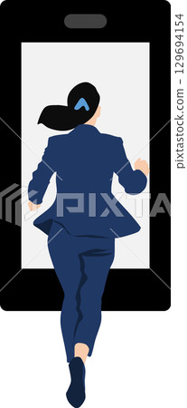 操作智能手機的婦女的例證 操作智能手機的婦女的例證 129694154