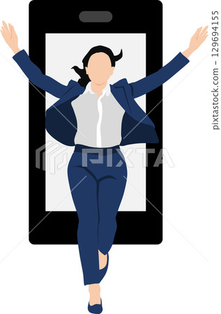 操作智能手機的婦女的例證 操作智能手機的婦女的例證 129694155