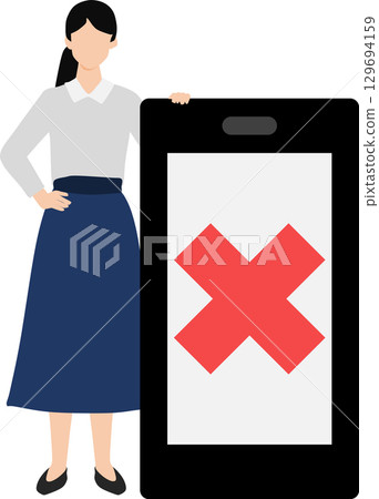Illustration of a woman operating a smartphone Illustration of a woman operating a smartphone 129694159