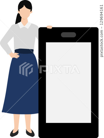 操作智能手機的婦女的例證 操作智能手機的婦女的例證 129694161