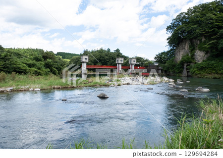 Scenery of the flowing Naka River near Nasu Canal Park in Tochigi Prefecture Scenery of the flowing Naka River near Nasu Canal Park in Tochigi Prefecture 129694284