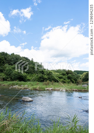 Scenery of the flowing Naka River near Nasu Canal Park in Tochigi Prefecture Scenery of the flowing Naka River near Nasu Canal Park in Tochigi Prefecture 129694285
