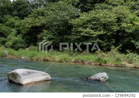 Scenery of the flowing Naka River near Nasu Canal Park in Tochigi Prefecture Scenery of the flowing Naka River near Nasu Canal Park in Tochigi Prefecture 129694292