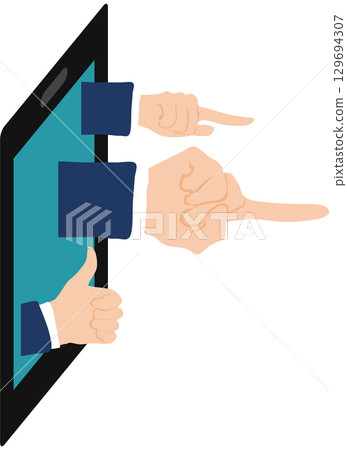 一家公司使用社群媒體的插圖 129694307