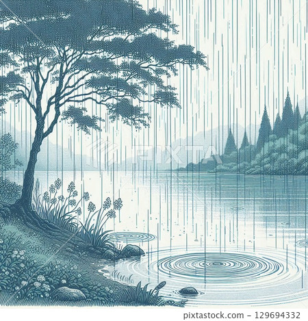 雨中搖曳的水面 129694332