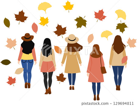 下落的葉子的例證在秋天 129694811