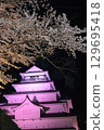 Tsuruga Castle illumination and cherry blossoms 129695418