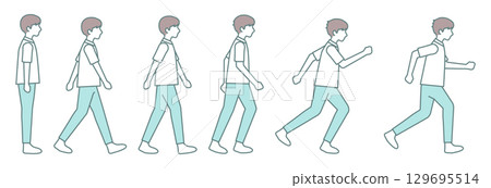 People pictogram set (standing, walking, jogger, running) 129695514
