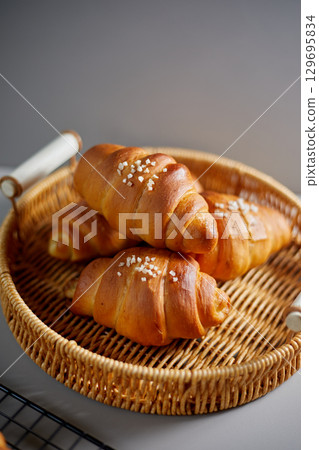 Japanese Croissant Shaped Salty Buttery Bread (Shio Pan) Japanese Croissant Shaped Salty Buttery Bread (Shio Pan) 129695834