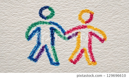 Colorful character illustrations expressing friendship and cooperation Colorful character illustrations expressing friendship and cooperation 129696610