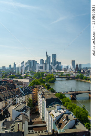 Frankfurt am Main Downtown City Skyline. Aerial View. Hesse, Germany Frankfurt am Main Downtown City Skyline. Aerial View. Hesse, Germany 129696632