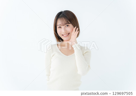 年輕女子，隨意，歡呼 129697505