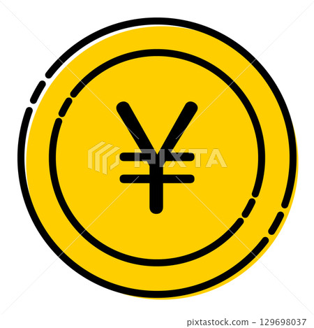 日元硬幣圖示插畫簡單向量素材黃金 129698037