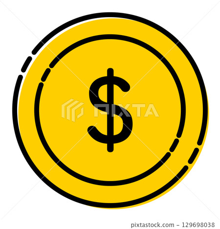 美元硬幣圖示插畫簡單向量素材黃金 129698038
