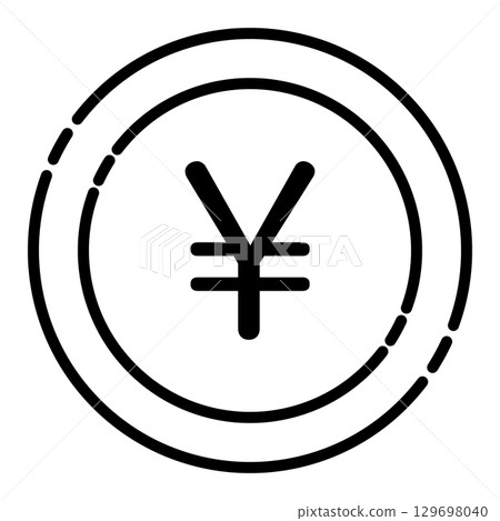 日元硬幣圖示插畫簡單向量素材單色 129698040