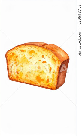 Watercolor Illustration of Golden Brown Loaf of Bread Isolated on White Background 129698718