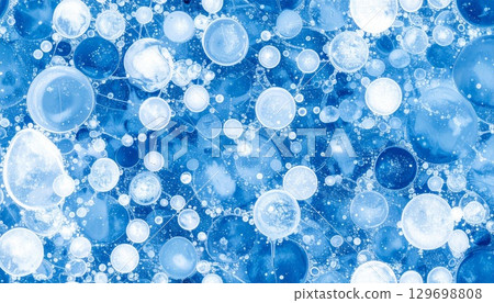 Abstract Blue and White Spheres Patterned Background with Round Artistic Elements 129698808