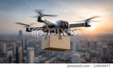 黃昏時的無人機運輸 黃昏時的無人機運輸 129699077