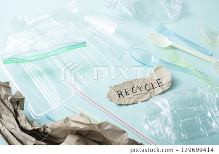 Image of plastic waste recycling 129699414