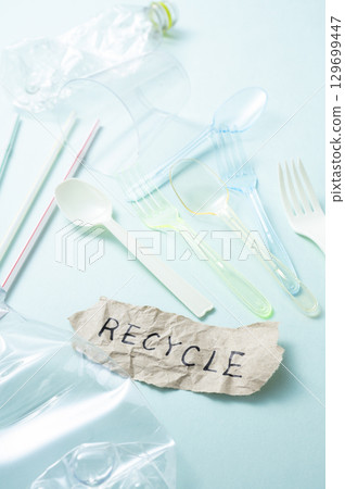 Image of plastic waste recycling Image of plastic waste recycling 129699447
