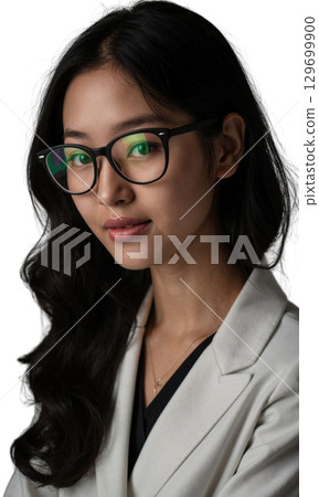 East Asian female with razor-cut lob and dark minimalist glasses, her subtle smirk lit by pixelated flowers, symbolizing coded warmth East Asian female with razor-cut lob and dark minimalist glasses, her subtle smirk lit by pixelated flowers, symbolizing coded warmth 129699900