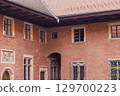 Wawel Royal Castle courtyard with red brick facade 129700223
