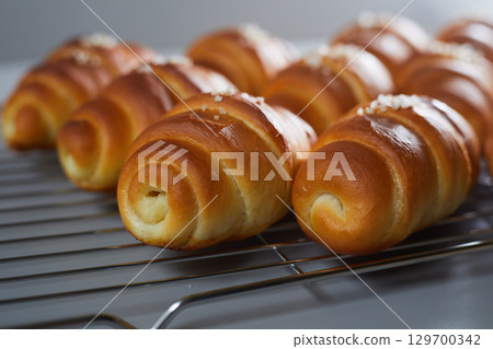 apanese Croissant Shaped Salty Buttery Bread (Shio Pan) 129700342