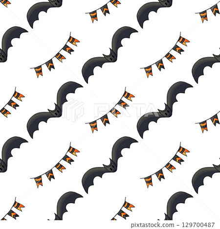 Halloween seamless pattern in hand draw style 129700487