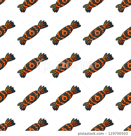 Halloween seamless pattern in hand draw style Halloween seamless pattern in hand draw style 129700503