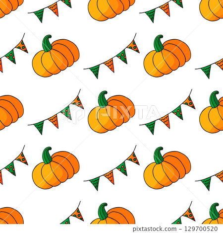 Halloween seamless pattern in hand draw style Halloween seamless pattern in hand draw style 129700520
