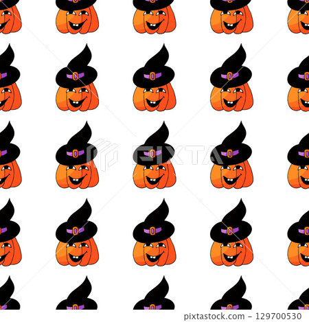 Halloween seamless pattern in hand draw style Halloween seamless pattern in hand draw style 129700530