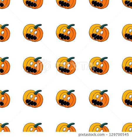 Halloween seamless pattern in hand draw style Halloween seamless pattern in hand draw style 129700545