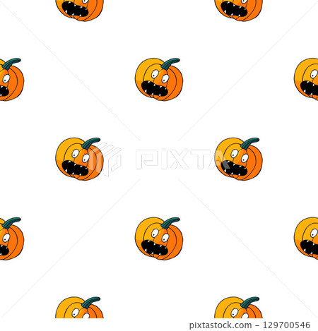 Halloween seamless pattern in hand draw style Halloween seamless pattern in hand draw style 129700546