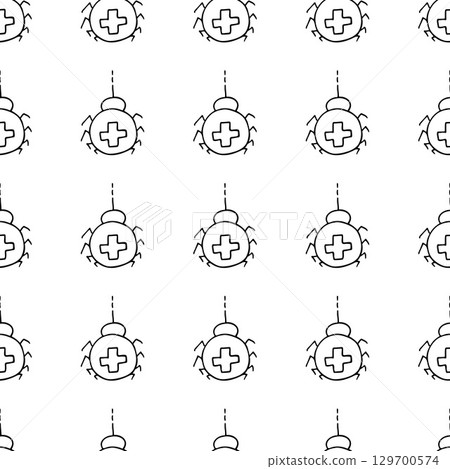 Halloween Monochrome pattern in hand draw style 129700574